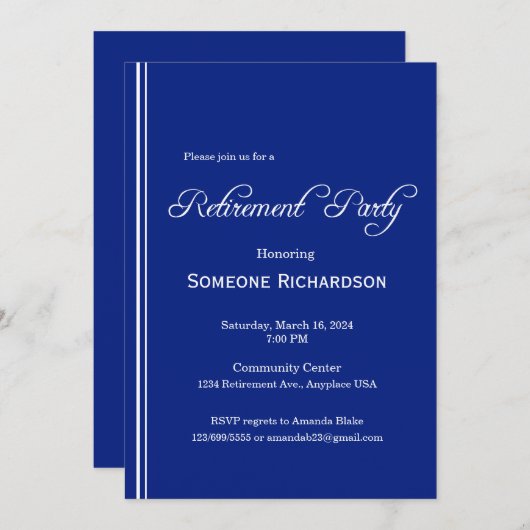 Retirement Party Black with Gold Ivy Frame 招待状 (正面/裏面)