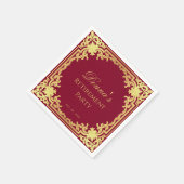Retirement Party Burgundy Faux Gold Elegant Script スタンダードカクテルナプキン (角)