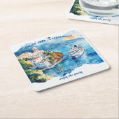Retirement Party Cruising Destination Greece  スクエアペーパーコースター (アングル)