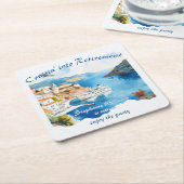 Retirement Party Cruising Destination Greece スクエアペーパーコースター (アングル)