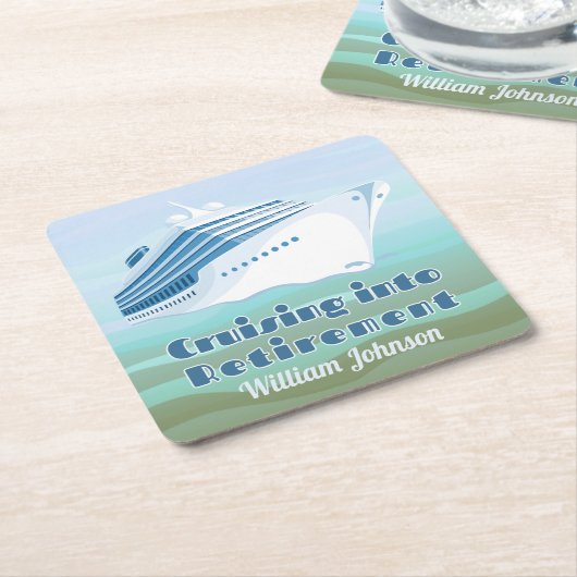 Retirement Party Cruising into Retirement Nautical スクエアペーパーコースター (アングル)