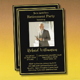 Retirement Party Elegant and Gold Photo  招待状