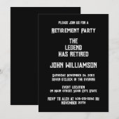 Retirement party elegant Black and White 招待状 (正面/裏面)