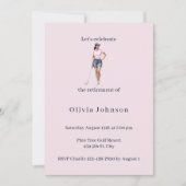 Retirement Party Female Golfer Watercolor 招待状 (正面)