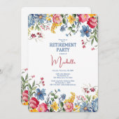 Retirement Party Floral Watercolor Invitation 招待状 (正面/裏面)
