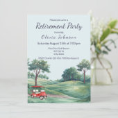 Retirement Party Golf Cart Watercolor  招待状 (スタンド正面)