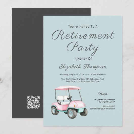 Retirement Party Golf Retro Custom Invitation 招待状 (正面/裏面)