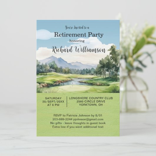 Retirement Party Golf Theme Invitation 招待状 (スタンド正面)