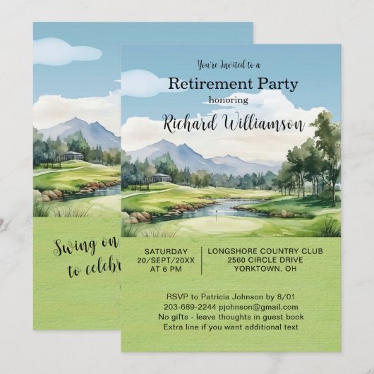 Retirement Party Golf Theme Invitation 招待状 (正面/裏面)