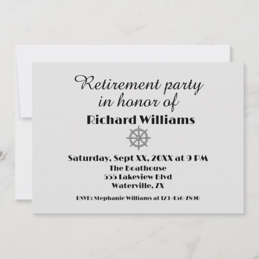Retirement Party Nautical Sailing Theme Modern  招待状 (裏面)
