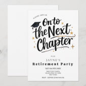 Retirement Party Next Chapter Black & White Invite 招待状 (正面/裏面)