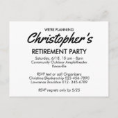 Retirement Party Replaceable Photo Save The Date 案内ポストカード (裏面)