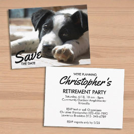 Retirement Party Replaceable Photo Save The Date 案内ポストカード