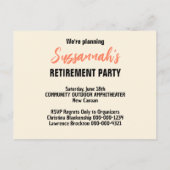 Retirement Party Save The Date Announcement 案内ポストカード (裏面)
