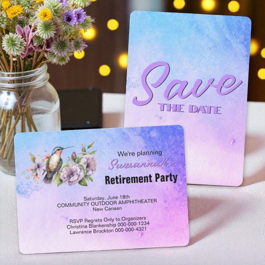 Retirement Party Save The Date Hummingbird セーブザデート