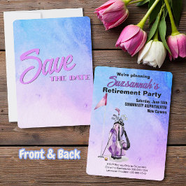 Retirement Party Save The Date Watercolor Golf Bag セーブザデート