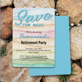 Retirement Party Save The Date Watercolor Rows セーブザデート