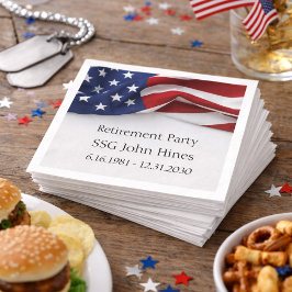 Retirement Party USA Flag Military Name Rank スタンダードカクテルナプキン