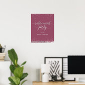 Retirement Party Value Poster Elegant Silver, Pink ポスター (ホームオフィス)