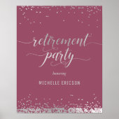 Retirement Party Value Poster Elegant Silver, Pink ポスター (正面)