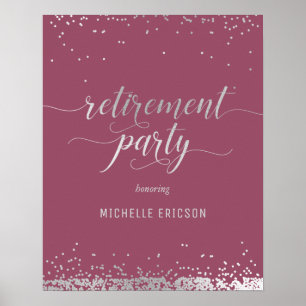 Retirement Party Value Poster Elegant Silver, Pink ポスター