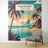 Retirement Party with retro beach photo backdrop タペストリー (インサイチュ)