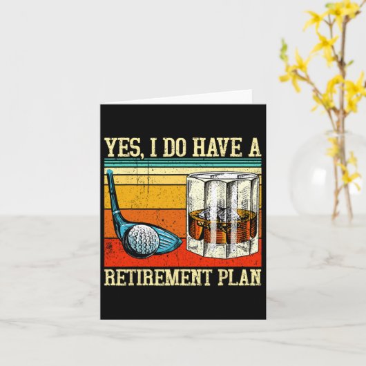 Retirement Plan Golf Bourbon Retired Funny Retiree カード (黄色い花)
