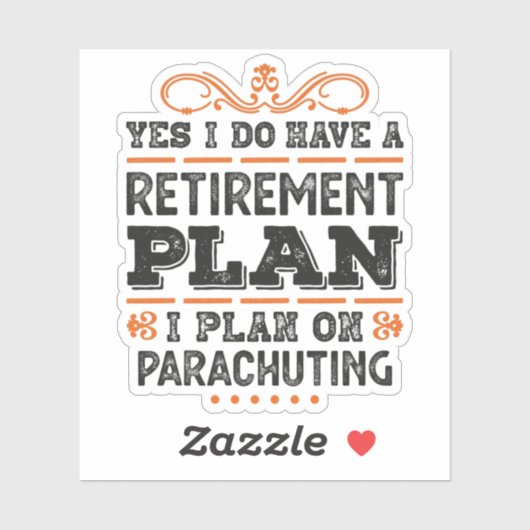Retirement Plan Parachuting Gift Funny シール (シート)