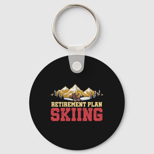 Retirement Plan Skiing Vintage Sunset Retro Skier  キーホルダー (正面)