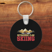 Retirement Plan Skiing Vintage Sunset Retro Skier  キーホルダー (正面)