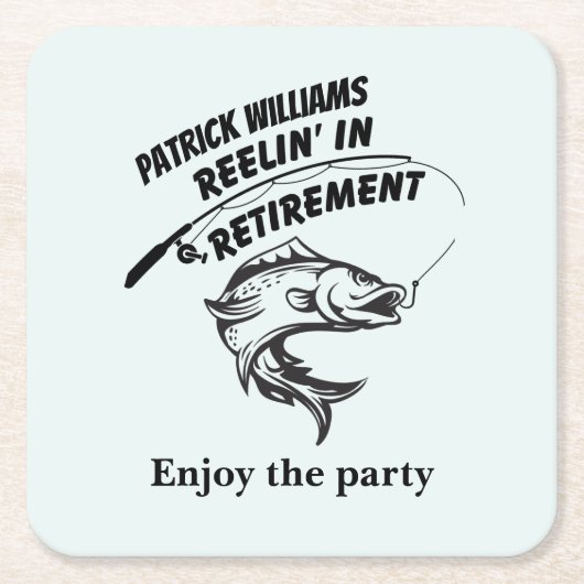 retirement reeling in retirement fishing rod スクエアペーパーコースター (正面)