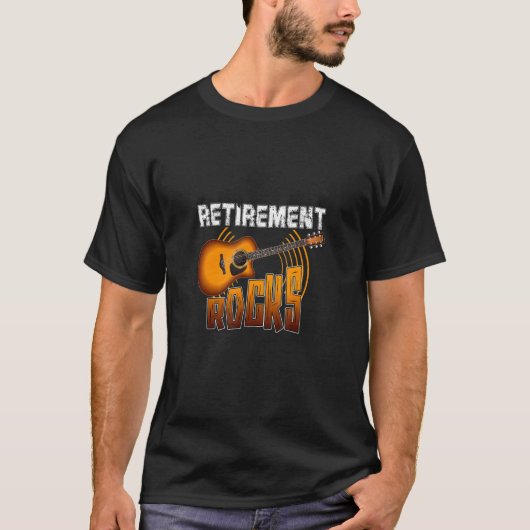 Retirement Rocks Acoustic Guitar Music Instrument Tシャツ (正面)