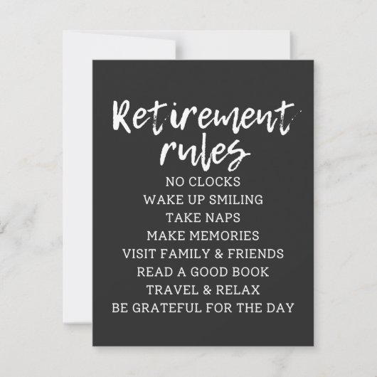 Retirement Rules Sign, Retirement Gift Sign (正面)