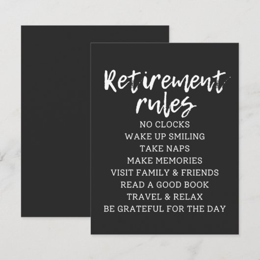 Retirement Rules Sign, Retirement Gift Sign (正面/裏面)