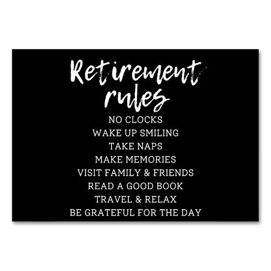 Retirement Rules Sign, Retirement Gift Sign テーブルナンバー (正面)