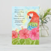 Retirement Scarlet Macaws and Pink Hibiscus  招待状 (スタンド正面)