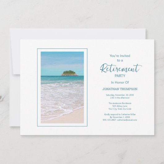 Retirement Tropical Beach Themed Party Invitation 招待状 (正面)