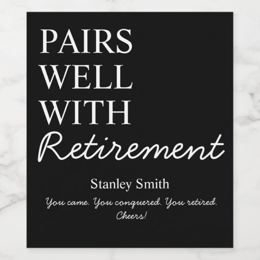 Retirement Wine Label – Cheers & Congrats ワインラベル (シングルラベル)