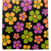 Reto 1960sスタイル中花モダン柄 シャワーカーテン (正面)