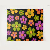 Reto 1960sスタイル中花モダン柄 タペストリー (正面(横))