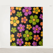 Reto 1960sスタイル中花モダン柄 タペストリー (正面)