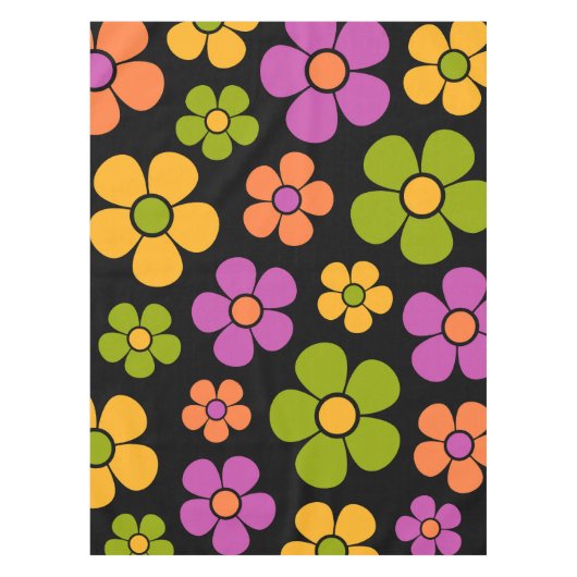 Reto 1960sスタイル中花モダン柄 テーブルクロス (正面)