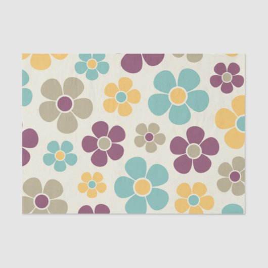 Reto 1960s Style Mid Mod Floral Pattern Tissue Pap 薄葉紙 (正面)