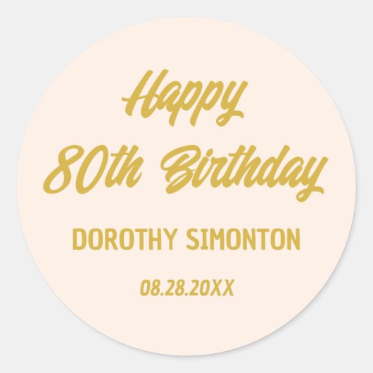 Reto Script 80th誕生日封筒用シール ラウンドシール (正面)