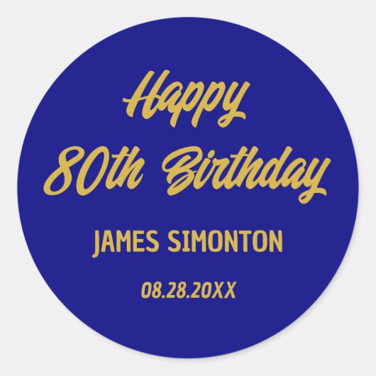Reto Script 80th誕生日封筒用シール ラウンドシール (正面)