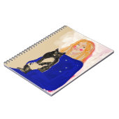 retrato de mujer con gato arte ノートブック (左側)