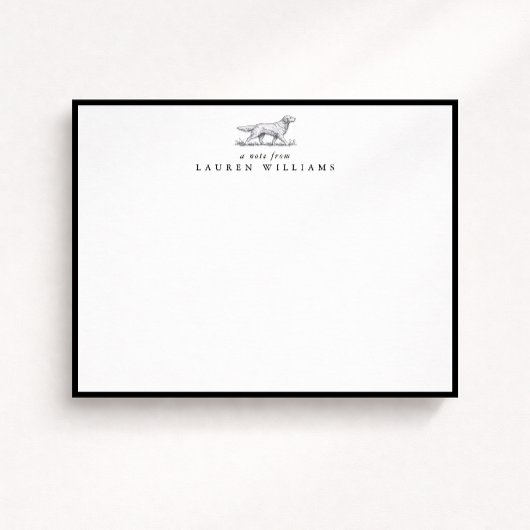 Retriever Dog Sketch Black Border Note Card 招待状