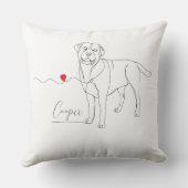 Retriever Pet Line Art with Name クッション (裏面)