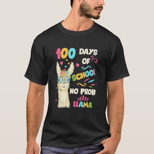 Retro 100th Day Of School No Prob Lama 100 Days Sm Tシャツ (正面)