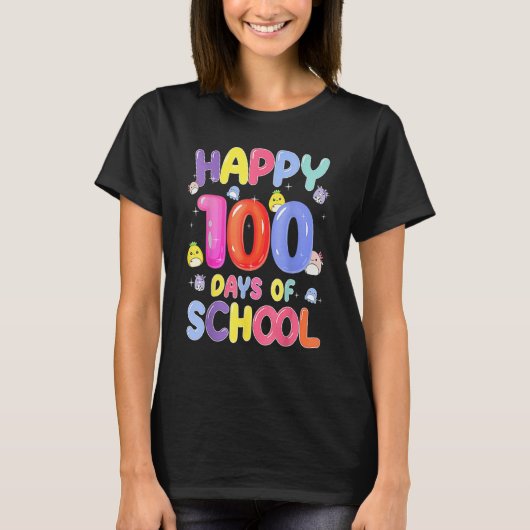 Retro 100th Day of School Teachers Kids Child Happ Tシャツ (正面)